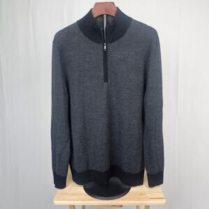 Brooks Brothers Merino Wool 1/4 Zip Sweater L Herringbone Knit Luxe Classic